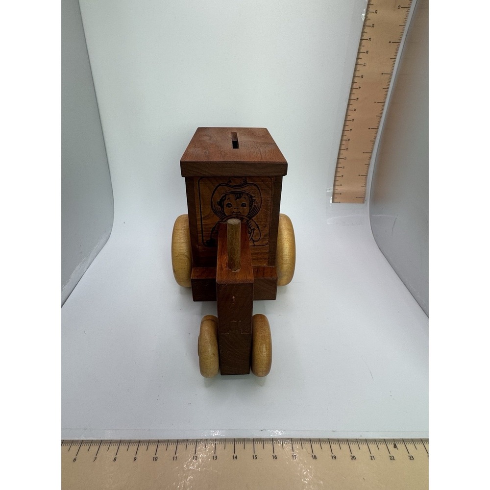 Campbell's "Harvest of Good Foods"  1988 Wooden tractor Coin Bank Corked - Picture 2 of 5